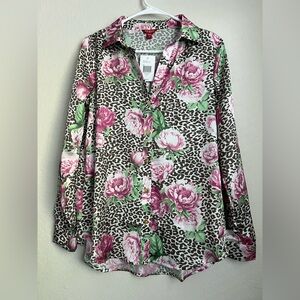 Guess Printed Satin Blouse women’s Button Down, Manga Larga - Talla S